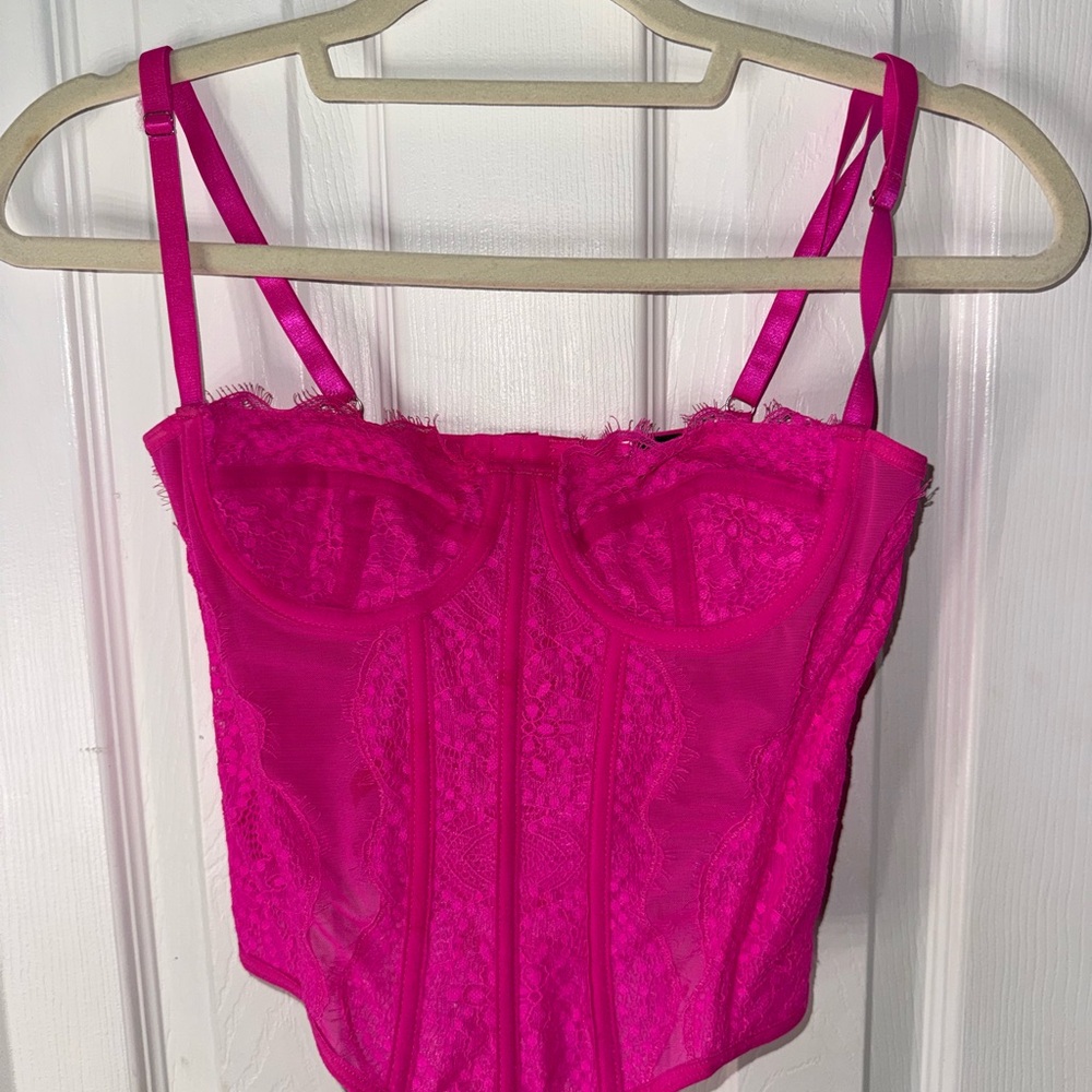 Pink Lace Bustier Top